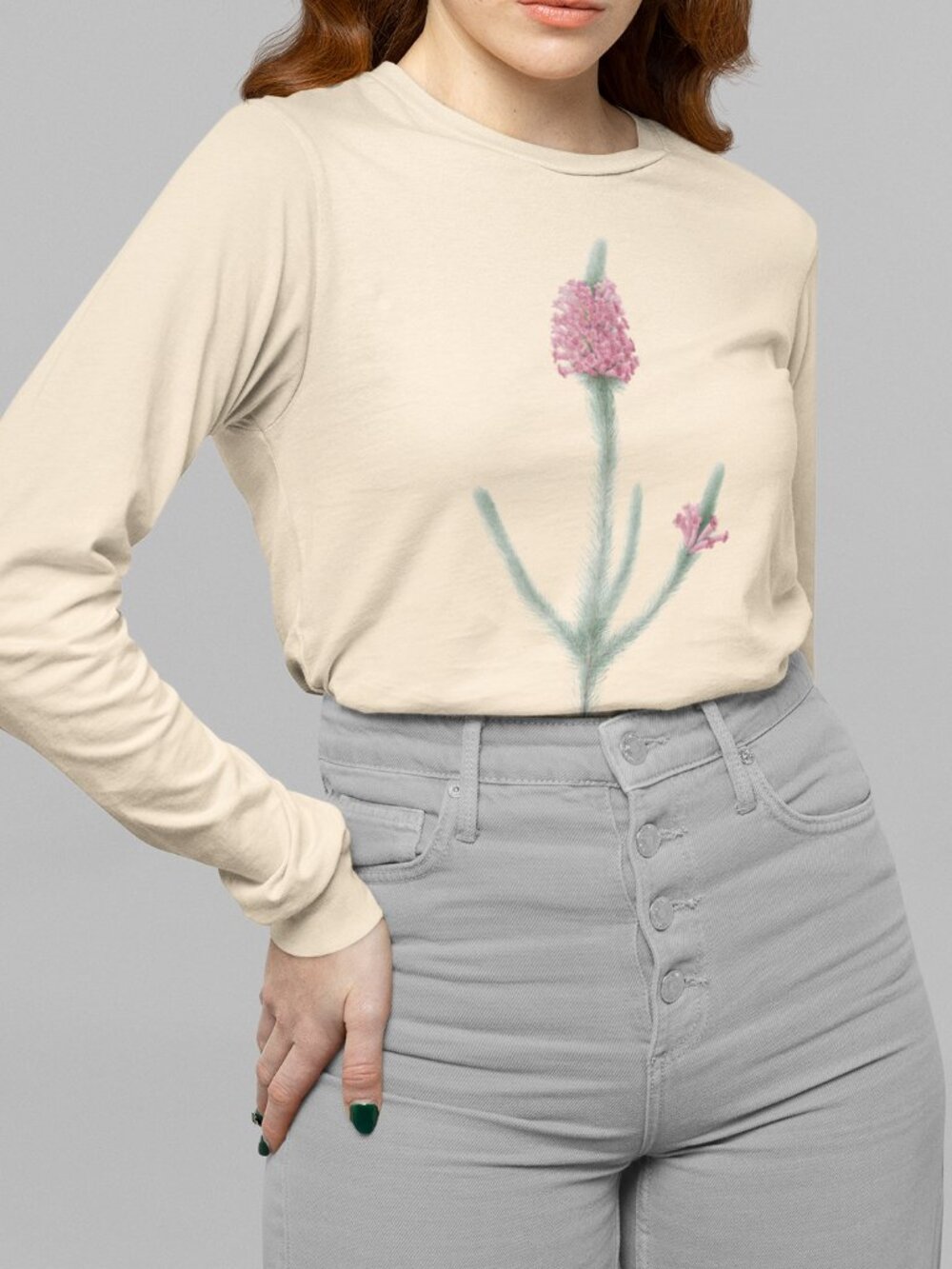 Golden Heath Vintage Floral Print Long Sleeve Graphic Tee T-shirt S-XXL